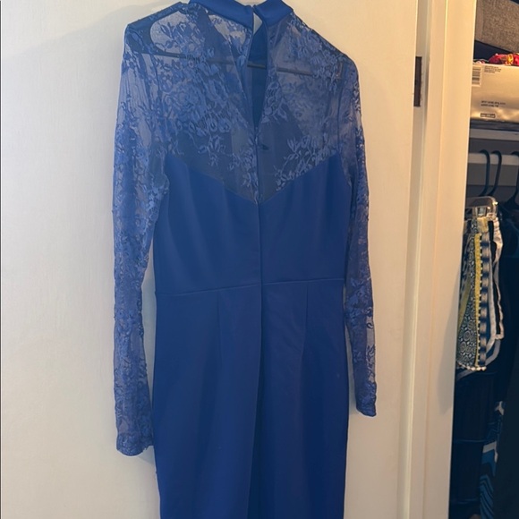 Lulu's Blue Sheath Dress with Bishop Sleeves - Picture 4 of 5